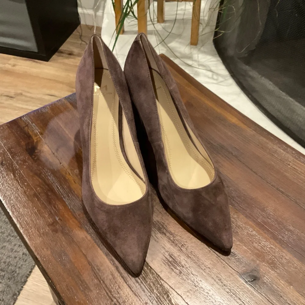 Marc Fisher Brown Suede Block Heel Pumps